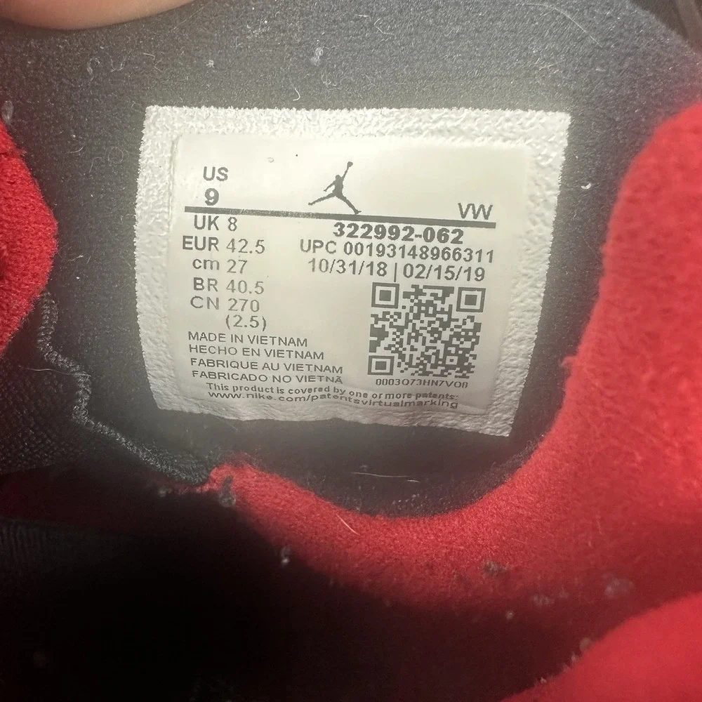Size 9 - Nike Air Jordan 6 Rings‎ Bred Black Men's 322992-062